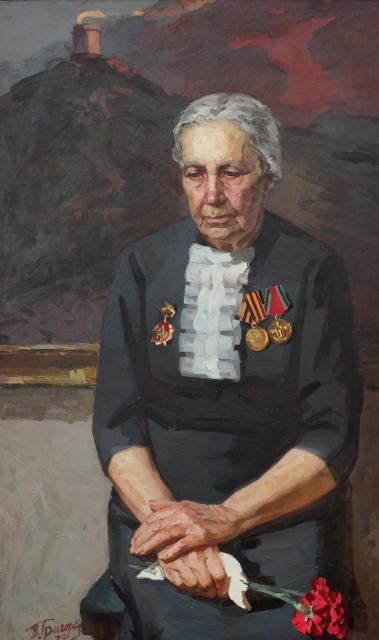 Григорьев .В.И. Портрет медсестры Галаниной А.Н. – участницы боев за Крым, Украину, ветерана 51-й армии. 1974 Григорьев .В.И. Портрет медсестры Галаниной А.Н. – участницы боев за Крым, Украину, ветерана 51-й армии. 1974